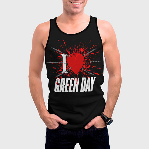 Мужская майка без рукавов Green Day Сердце / 3D-Черный – фото 3