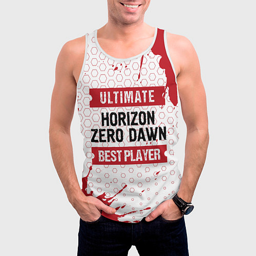 Мужская майка без рукавов Horizon Zero Dawn: красные таблички Best Player и / 3D-Белый – фото 3