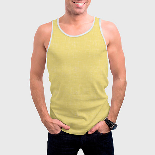 Мужская майка без рукавов Текстурированный лимонно-желтый однотонный / 3D-Белый – фото 3