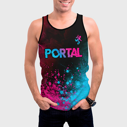 Мужская майка без рукавов Portal Neon Gradient / 3D-Черный – фото 3