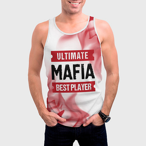 Мужская майка без рукавов Mafia: красные таблички Best Player и Ultimate / 3D-Белый – фото 3