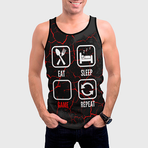 Мужская майка без рукавов Eat, Sleep, Zelda, Repeat / 3D-Черный – фото 3