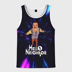 Майка-безрукавка мужская Hello Neighbor Привет сосед Бегущий сосед, цвет: 3D-белый