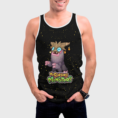 Мужская майка без рукавов My singing Monsters - Чародейчик / 3D-Белый – фото 3