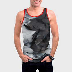 Майка-безрукавка мужская Абстрактная черно-белая краска, цвет: 3D-красный — фото 2