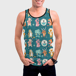 Майка-безрукавка мужская Звери идут в школу, цвет: 3D-черный — фото 2