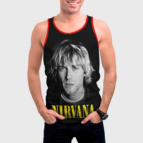 Мужская майка без рукавов Nirvana - Kurt Donald Cobain / 3D-Красный – фото 3