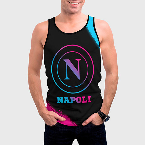 Мужская майка без рукавов Napoli FC Neon Gradient / 3D-Черный – фото 3