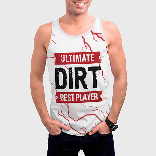 Мужская майка без рукавов Dirt: красные таблички Best Player и Ultimate / 3D-Белый – фото 3