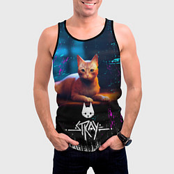 Майка-безрукавка мужская Stray Cat: Бродячий Кот, цвет: 3D-черный — фото 2