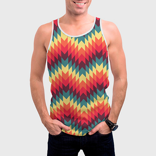 Мужская майка без рукавов Мексиканские узоры / 3D-Белый – фото 3