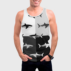 Майка-безрукавка мужская Стая акул - pattern, цвет: 3D-белый — фото 2
