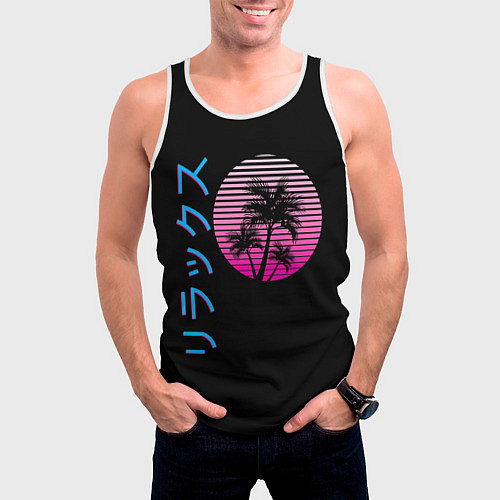 Мужская майка без рукавов Закат Градиент / 3D-Белый – фото 3