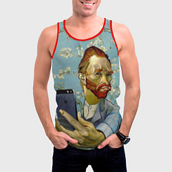 Майка-безрукавка мужская Ван Гог Селфи - Арт Портрет, цвет: 3D-красный — фото 2