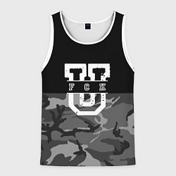Майка-безрукавка мужская FCK gray military, цвет: 3D-белый