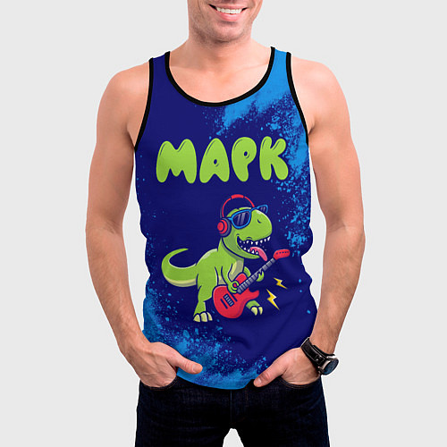 Мужская майка без рукавов Марк рокозавр / 3D-Черный – фото 3