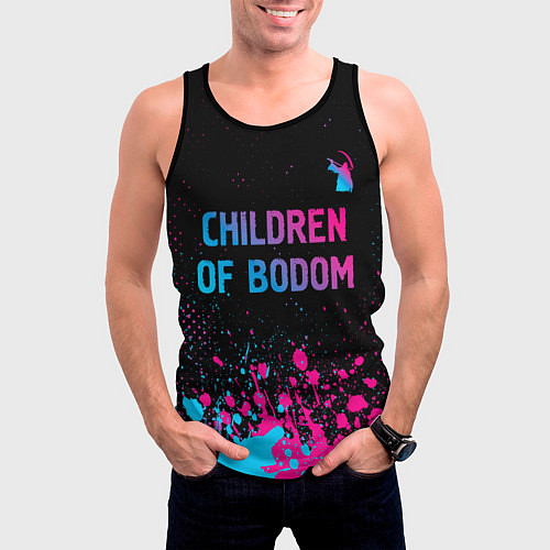 Мужская майка без рукавов Children of Bodom - neon gradient: символ сверху / 3D-Черный – фото 3