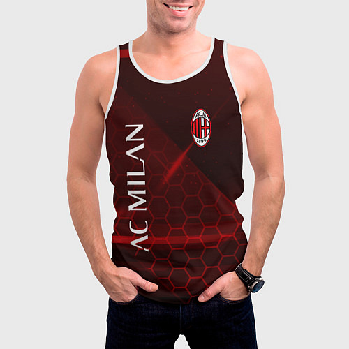 Мужская майка без рукавов Ac milan Соты / 3D-Белый – фото 3