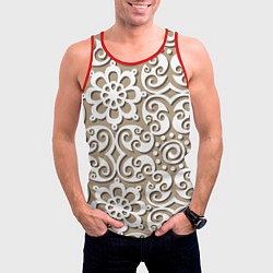 Майка-безрукавка мужская Цветочный кружевной орнамент, цвет: 3D-красный — фото 2