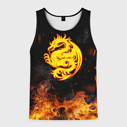 Майка-безрукавка мужская Огнедышащий дракон и пламя, цвет: 3D-черный