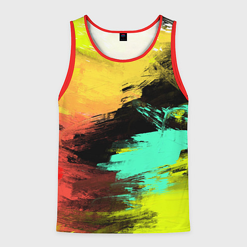 Мужская майка без рукавов Яркий красочный гранж / 3D-Красный – фото 1