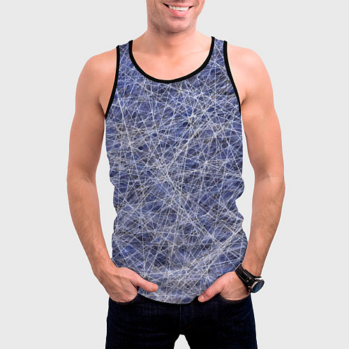 Мужская майка без рукавов Паттерн из хаотичных линий - экспрессия / 3D-Черный – фото 3