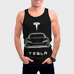 Майка-безрукавка мужская Tesla white light, цвет: 3D-черный — фото 2