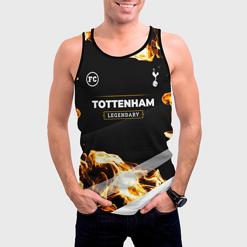 Мужская майка без рукавов Tottenham legendary sport fire / 3D-Черный – фото 3