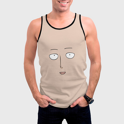 Мужская майка без рукавов One-Punch man Saitama face / 3D-Черный – фото 3