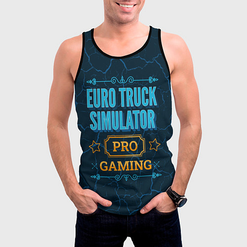 Мужская майка без рукавов Игра Euro Truck Simulator: pro gaming / 3D-Черный – фото 3