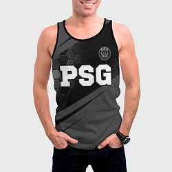 Майка-безрукавка мужская PSG sport на темном фоне: символ сверху, цвет: 3D-черный — фото 2