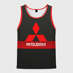 Майка-безрукавка мужская Mitsubishi - логотип - красная полоса, цвет: 3D-красный