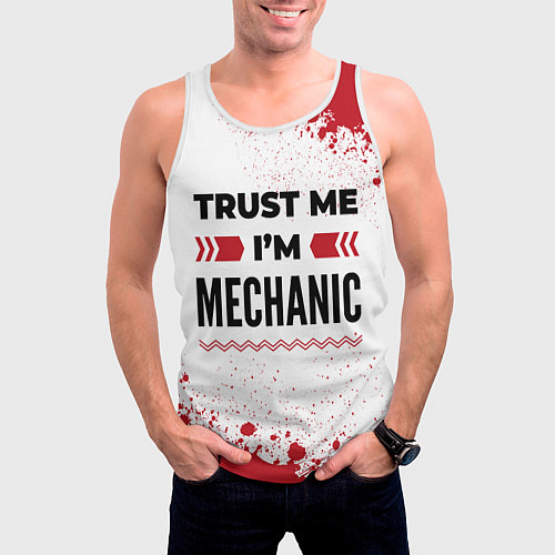 Мужская майка без рукавов Trust me Im mechanic white / 3D-Белый – фото 3