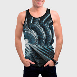Майка-безрукавка мужская Кибернетический абстрактный тоннель, цвет: 3D-черный — фото 2