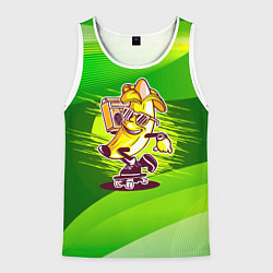 Майка-безрукавка мужская Банан катится на скейте, цвет: 3D-белый