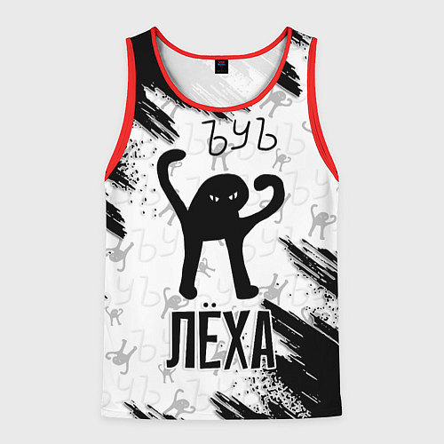 Мужская майка без рукавов Кот ъуъ Лёха / 3D-Красный – фото 1