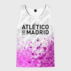 Майка-безрукавка мужская Atletico Madrid pro football: символ сверху, цвет: 3D-белый
