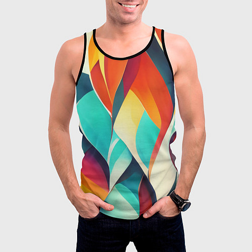Мужская майка без рукавов Красивые многоцветные узоры / 3D-Черный – фото 3