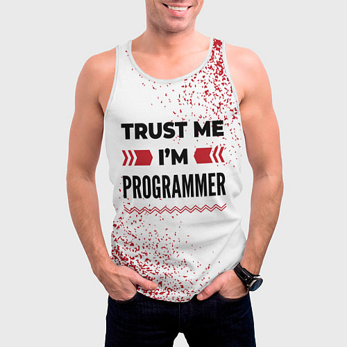 Мужская майка без рукавов Trust me Im programmer white / 3D-Белый – фото 3