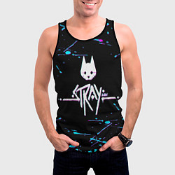 Майка-безрукавка мужская Stray - краска - neon, цвет: 3D-черный — фото 2