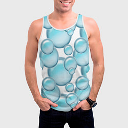 Майка-безрукавка мужская Стеклянные голубые шарики марблс, цвет: 3D-белый — фото 2
