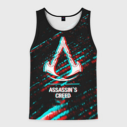 Майка-безрукавка мужская Assassins Creed в стиле glitch и баги графики на т, цвет: 3D-черный