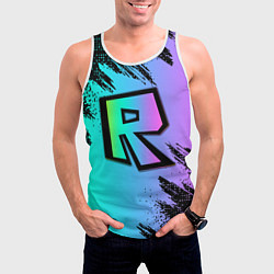 Майка-безрукавка мужская Roblox neon logo, цвет: 3D-белый — фото 2