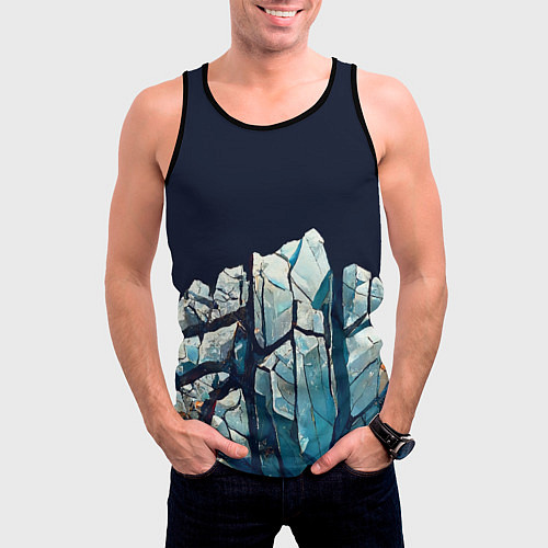 Мужская майка без рукавов Cracked ice / 3D-Черный – фото 3