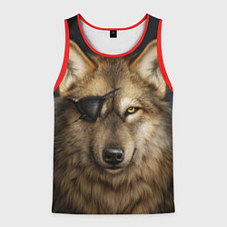 Майка-безрукавка мужская Одноглазый волк - пират, цвет: 3D-красный