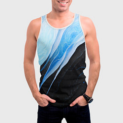Майка-безрукавка мужская Тёмно-синий мрамор, цвет: 3D-белый — фото 2