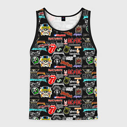 Майка-безрукавка мужская Famous musical rock bands, цвет: 3D-черный