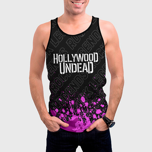 Мужская майка без рукавов Hollywood Undead rock legends: символ сверху / 3D-Черный – фото 3