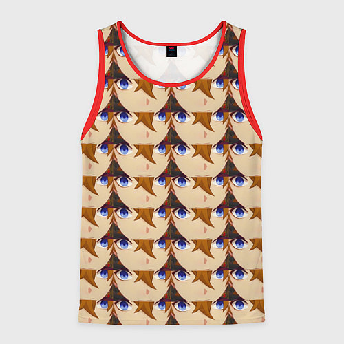 Мужская майка без рукавов Тарталья лицо МЕМ Genshin Impact / 3D-Красный – фото 1