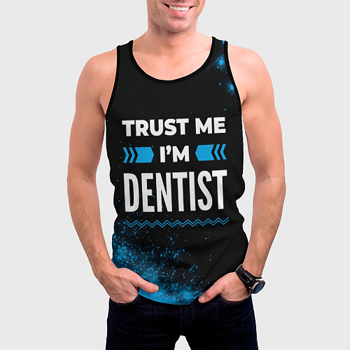 Мужская майка без рукавов Trust me Im dentist dark / 3D-Черный – фото 3